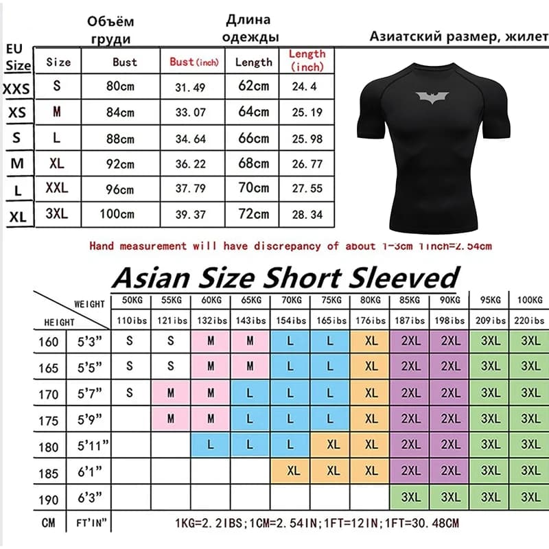 Bat Printed Men's Tight T-Shirt Running Compression Compression T Shirt Gym Fitness Jogging Short Sleeve Male Casual Shirt Tops - 5