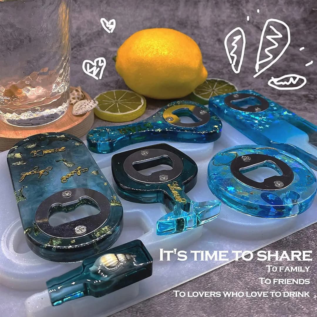 مجموعة قوالب سيليكون لفتاحة الزجاجات والبيرة، لصب مجوهرات الراتنج والإيبوكسي يدويًا - 5