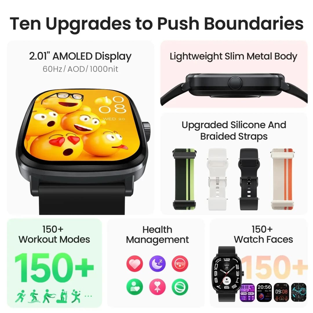 HAYLOU-RS5 Smartwatch with AMOLED HD Display Bluetooth Calling Sport Health Monitoring Smart Watch with Double Straps 2.01 in - 4