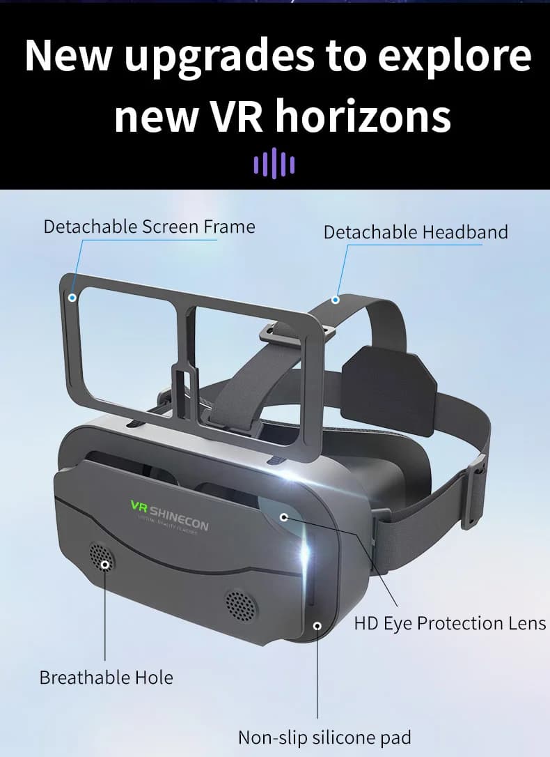 شاينيكون خوذة ثلاثية الأبعاد VR، نظارات واقع افتراضي، سماعة لجوجل كاردبورد، 5-7 بوصة، مع الصندوق الأصلي - 4