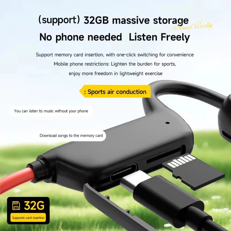 Bone Conduction Headset Wireless Swimming Sports Headphone IPX8 Bluetooth 5.4 With Mic Waterproof Exercise Fitness - 4