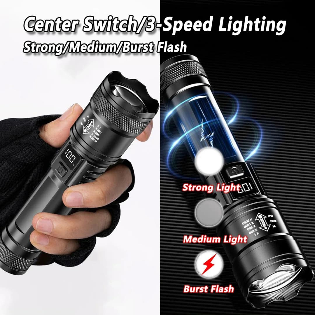 2000LM Ultra Bright P50 LED Flashlight Tactical EDC Emergency Spotlight Telescopic ZoomHandheld Torch  w/ 14500/18650 Battery - 4