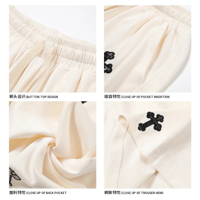 European and American Hip-hop Japanese Sports Five-point Pants Men's Trendy Brand Street Loose Wide-leg Casual Drawstring Shorts - 5
