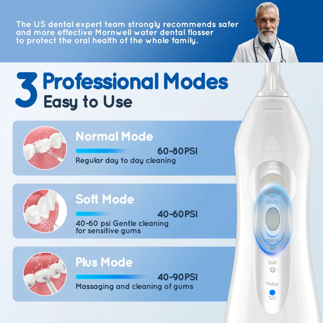 D52 Portable Cordless Water Flosser USB Rechargeable Water Jet Floss Tooth Pick 4 Jet Tip 300ml 3 Modes Teeth Clean for Travel - 2