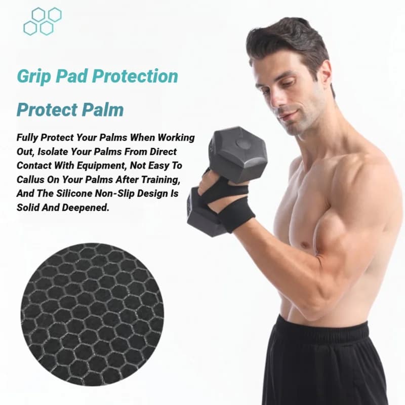 قفازات رياضية للتدريب بنصف إصبع للرجال والنساء للتمرين واللياقة البدنية وكمال الأجسام ورفع الأثقال في صالة الألعاب الرياضية وواقي المعصم اليدوي الدمبل - 2