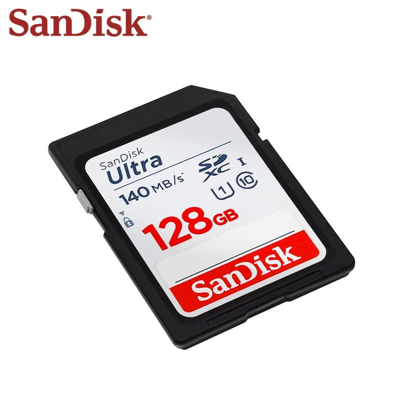 بطاقة SanDisk Ultra SDXC UHS-I سعة 64 جيجابايت 128 جيجابايت 256 جيجابايت 512 جيجابايت بطاقة ذاكرة SDHC سعة 32 جيجابايت للكاميرا بسرعة قصوى 140 ميجابايت/ثانية بطاقة SD أصلية بطاقة فيديو HD - 5