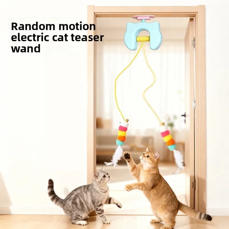 ألعاب قطط أكواب شفط عصي مداعبة القطط عصي مداعبة للقطط الكسولة أشخاص كسولون ألعاب ريش مع أجراس - 4