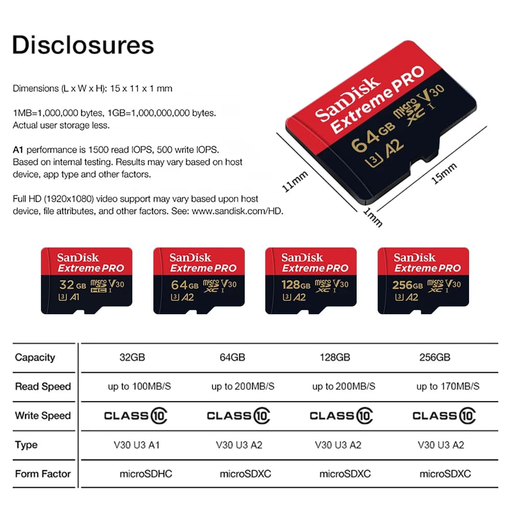 SanDisk Extreme Pro Flash 128GB Card Micro SD Card SDXC UHS-I 400GB 256GB 64GB U3 V30 TF Card Memory Card Adapter for Camera DJI - 6