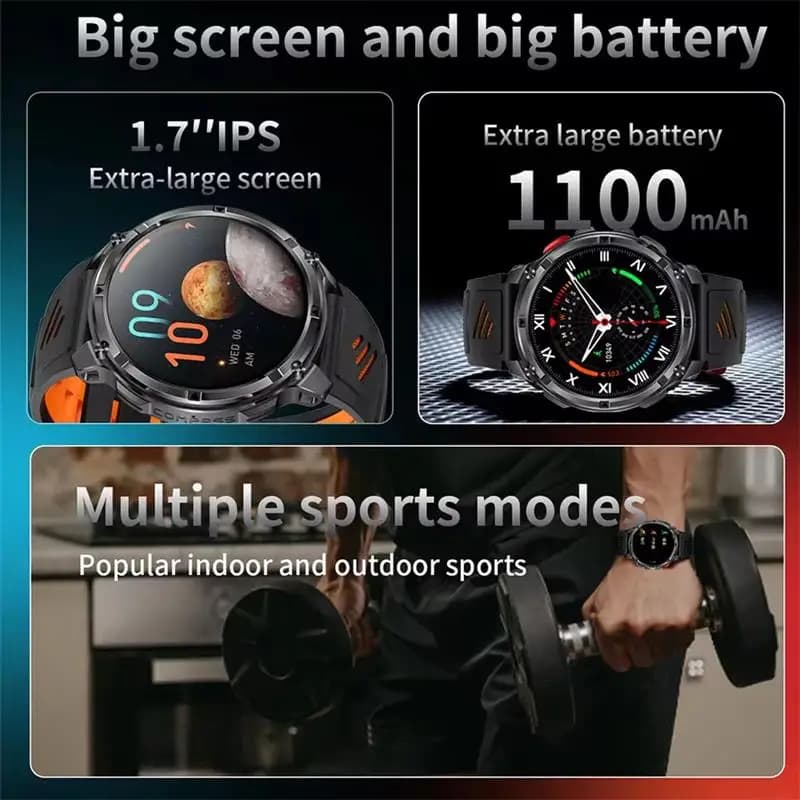2026 New 1100mAh Ultra Durable Smart Watch Men Outdoor Military GPS Compass 10ATM Waterproof HD Bluetooth Call Sports Smartwatch - 5