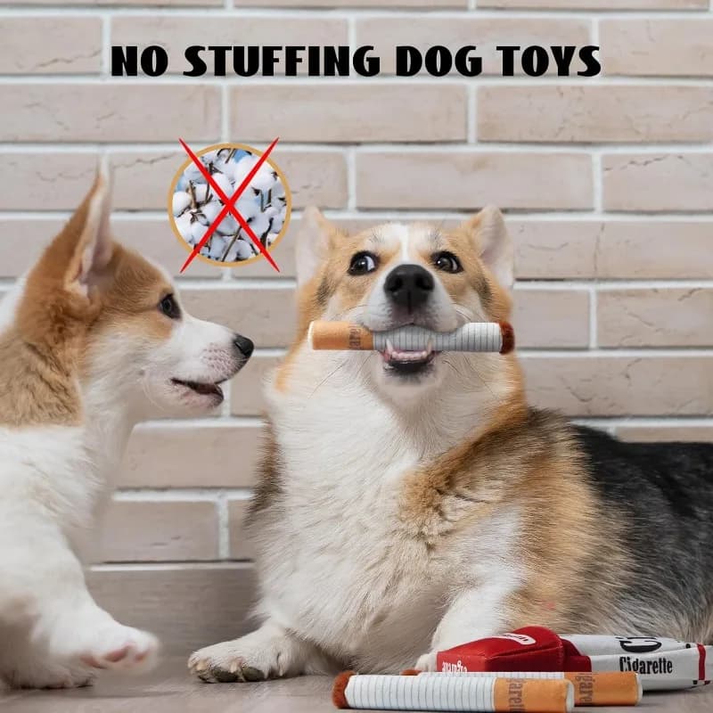 Funny Interactive Plush Dog Toys Creative Cigarette Interactive Giggles Dog Toys Funny Plush Chewing Toy Cigaret Box Pet Gifts - 5