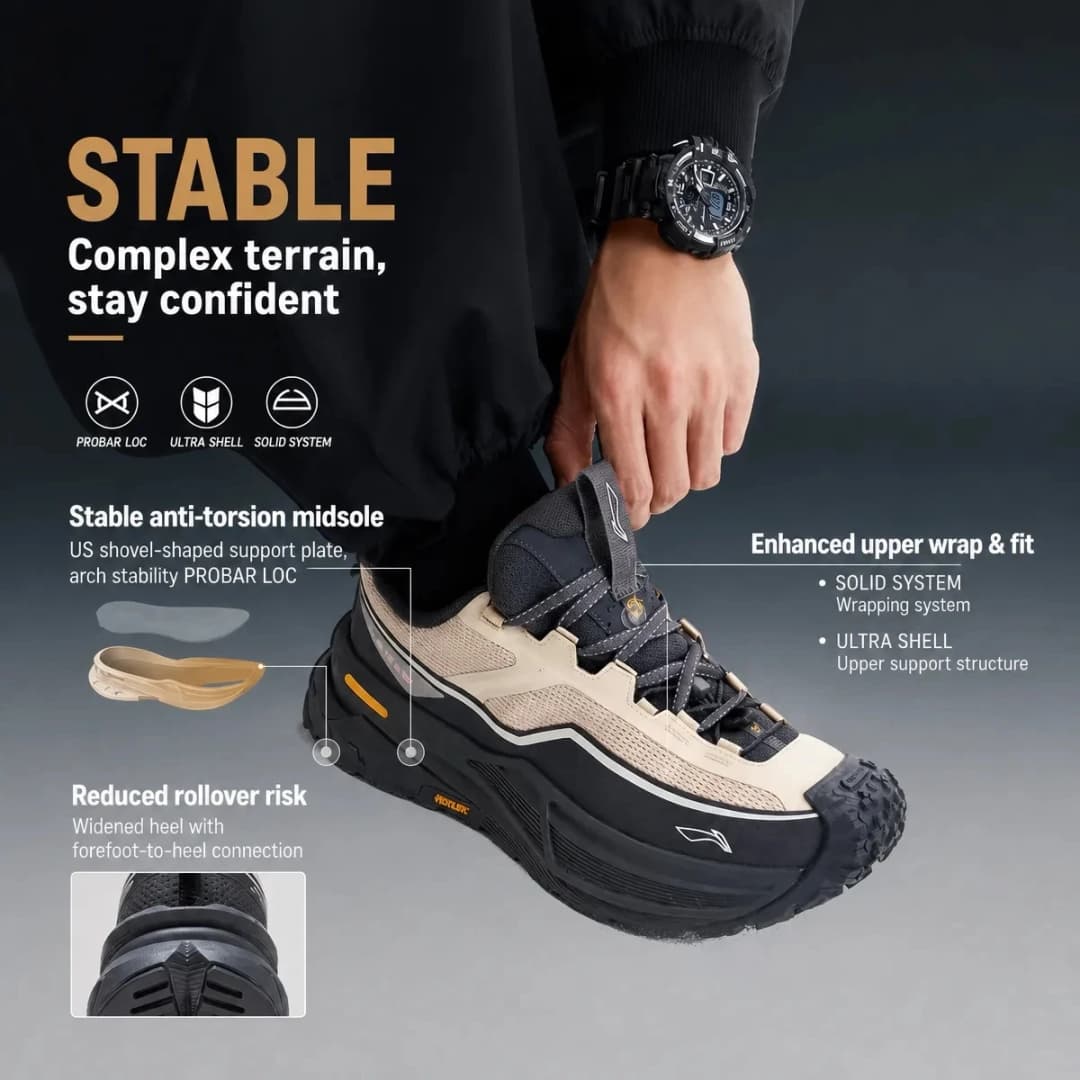 Li-Ning Unisex AXC RUSH 2 Outdoor Hiking Shoes BOOM Cushion Lightweight Springy Stable LiNing Anti-slip Sneakers AHTW003 - 2