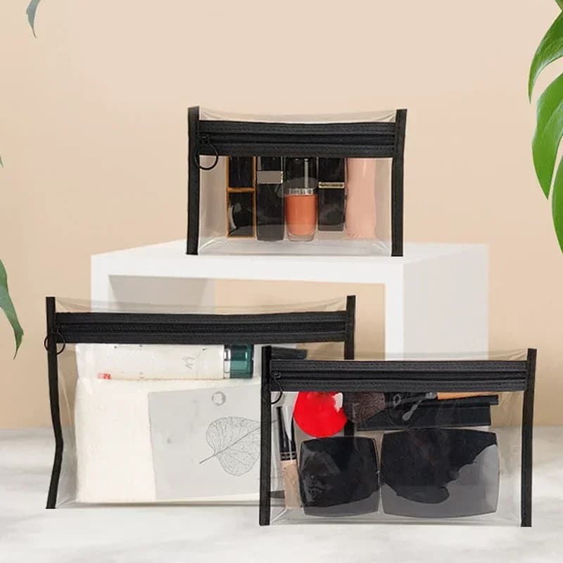 حقيبة مكياج شفافة من كلوريد البولي فينيل للنساء ، حقائب مستحضرات تجميل ، حقيبة غسيل أدوات الزينة ، منظم مستحضرات التجميل للسفر ، محفظة عملات معدنية للأطفال ، حقيبة بطاقات - 2