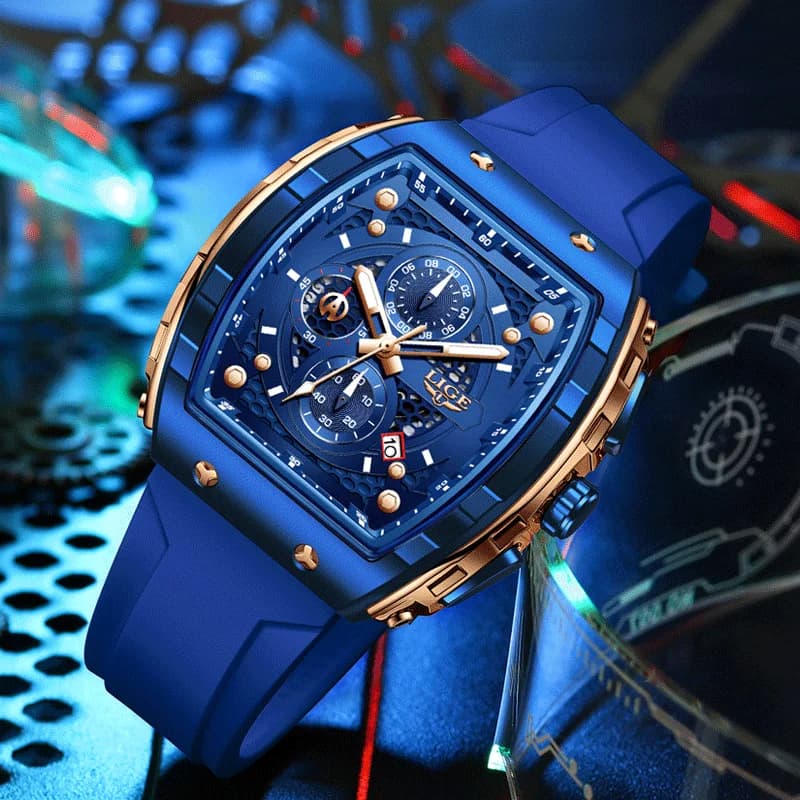 LIGE Top Brand Men's Watches Luxury Square Quartz Wristwatch Waterproof Luminous Chronograph Watch for Men Date Clock - 3