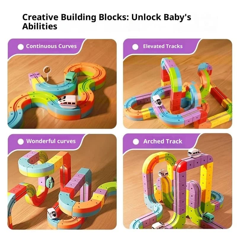 مجموعة المسارات المغناطيسية الكهربائية لعبة بناء الجذعية مع مركبات مضادة للجاذبية 100 + قطعة نموذج السكك الحديدية ذاتية الصنع هدية إبداعية للأطفال - 4