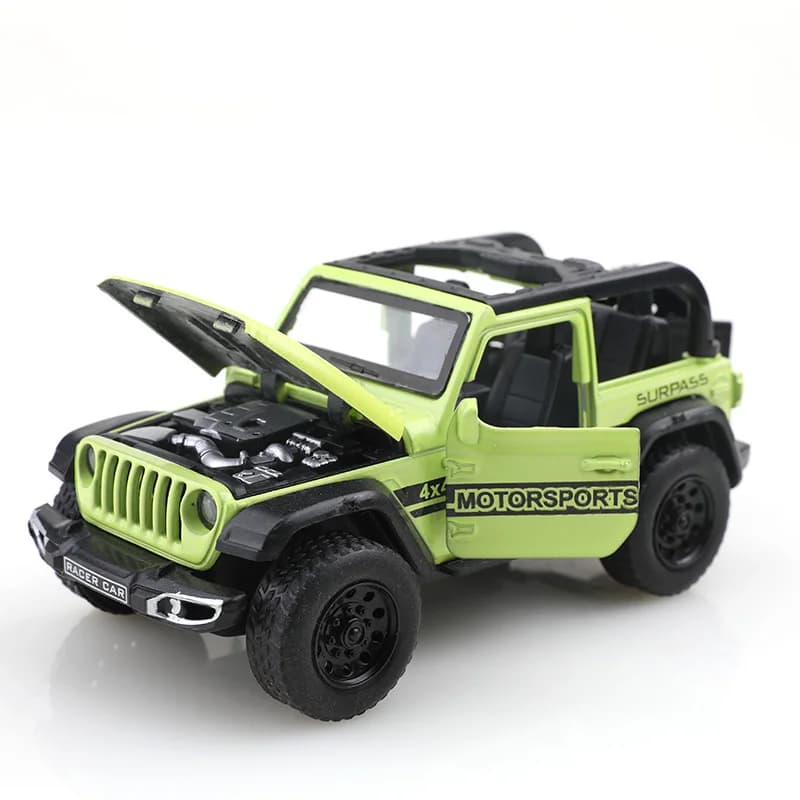 نموذج مركبة رانجلر طرق وعرة قابلة للتحويل مقياس 1:36، معدن مصبوب مع أبواب قابلة للفتح وخاصية التراجع - 2