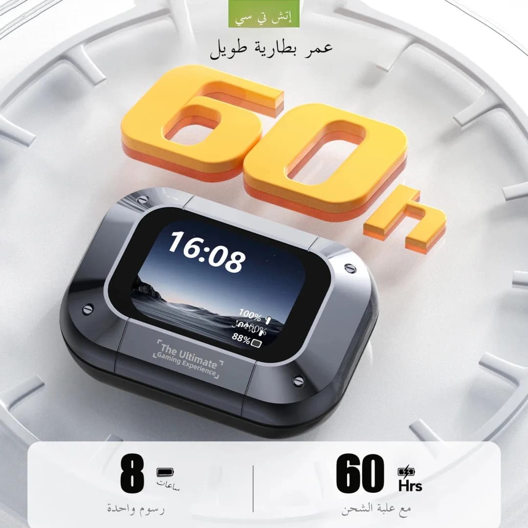 【سماعات أذن للترجمة الذكية】 سماعات بلوتوث HTC NE25 بشاشة لمس LCD وسماعات رأس رياضية لاسلكية بعمر طويل مع ميكروفون عالي الدقة - 3