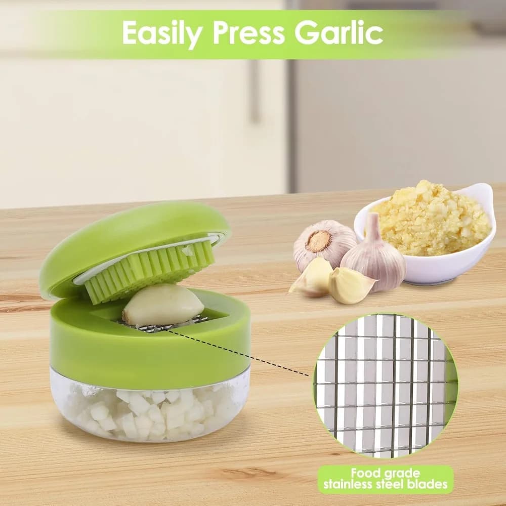 1pc Multifunctional Garlic Press Manual Mincer， ABS and Stainless Steel Garlic Slicer Handheld Ginger Masher with Storage Case - 5