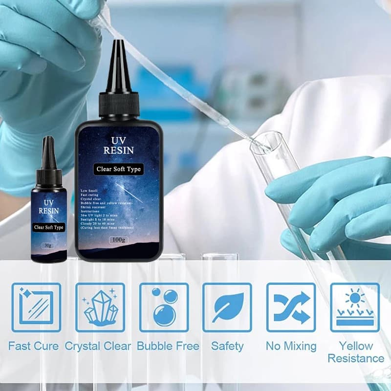 100 جرام راتنج UV - لاصق شفاف ناعم، راتنج UV شفاف عالي الجودة، لاصق راتنج ضوئي سريع التصلب - 5