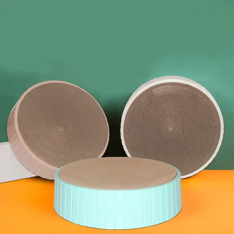 لوح خدش قطط على شكل وعاء من الورق المقوى المموج، مقاوم للخدوش، مع وسادة أريكة وسرير للقطط - 3