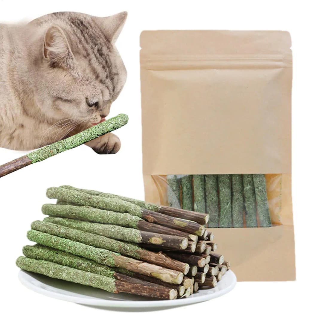 Natural Cat Stick Cat Teeth Cleaning Mint Caught Bite Hairball Removal Cat Chew Stick Catnip Toys Sticks Indoor Kitten - 4