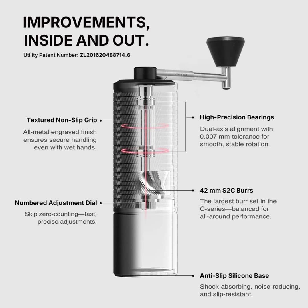 TIMEMORE C5 PRO/C5 ESP PRO Manual Coffee Grinder S2C-042-III Conical Burr 0.015mm Precision Adjustment Portable Hand Coffee Mill - 2
