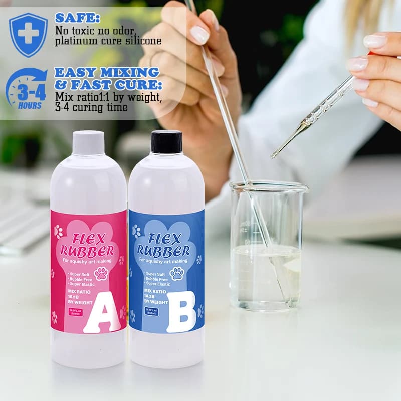 Taba Squishy Kit Liquid Silicone Gel Super Soft Squishy Kit 1:1 AB Ratio Resin Silicone for Molding Hamsters Cat Paws DIY - 3