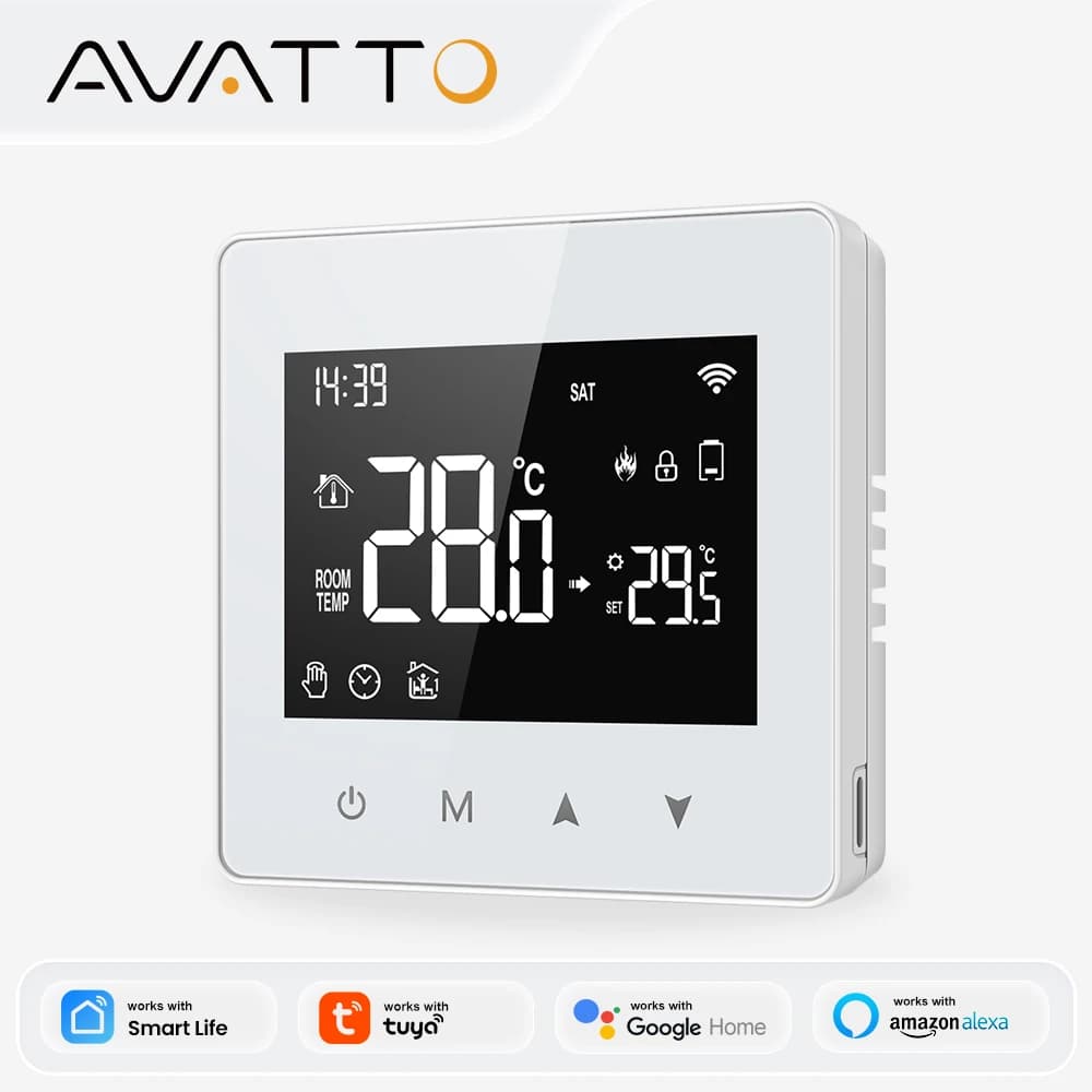 AVATTO واي فاي/ZigBee منخفض الطاقة بطارية ذكية ترموستات مياه غاز غلاية تحكم في درجة الحرارة لتطبيق Tuya وAlexa وGoogle Home وAlice
