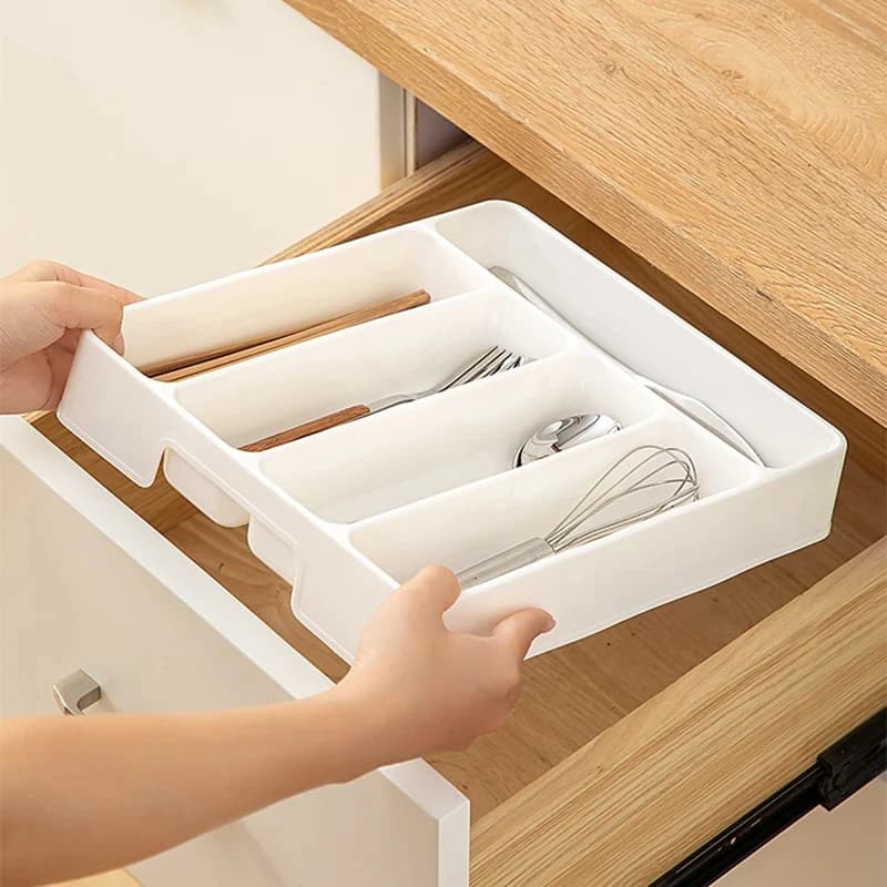 4/5 Grid Kitchen Cabinets Chopsticks And Tableware Storage Box Knife Fork Spoon Divider Organizer Knife Fork Drawer Storage - 3