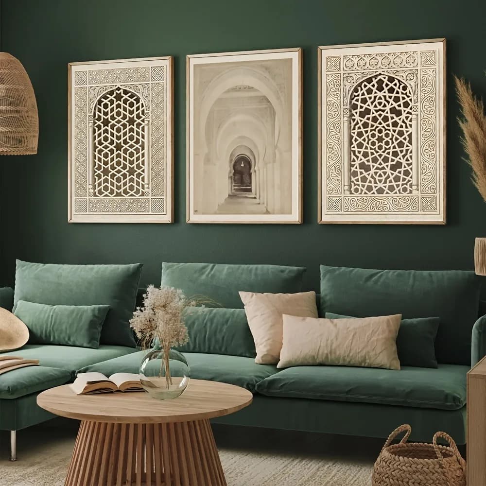 3pcs Frameless Islamic Calligraphy Wall,Canvas Prints with Spiritual Patterns,Arabic Art Design,Perfect Holiday Gifts,Wall Decor - 3