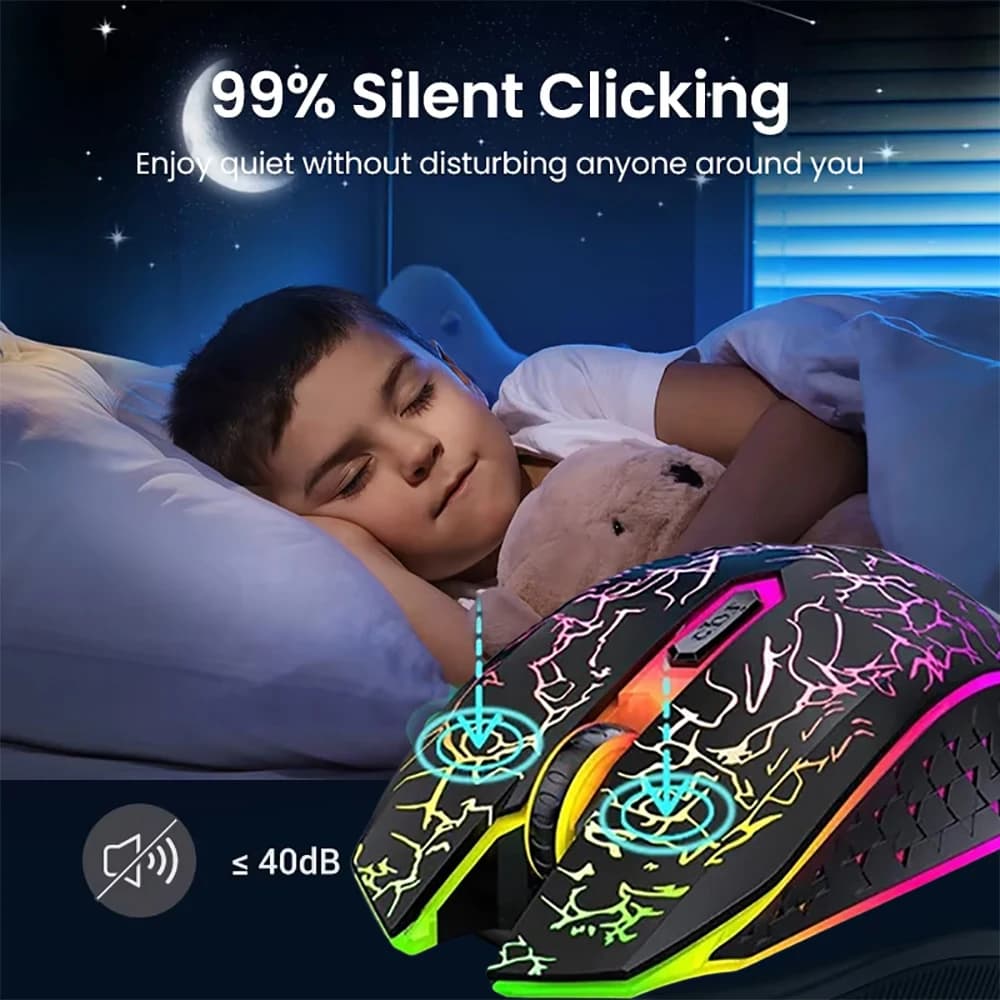 RGB Gaming Mouse Bluetooth Mouse 2.4G Wireless Mouse Ergonomic 1600DPI 6 Mute Buttons Mouse For MacBook Tablet Laptops Computer - 5