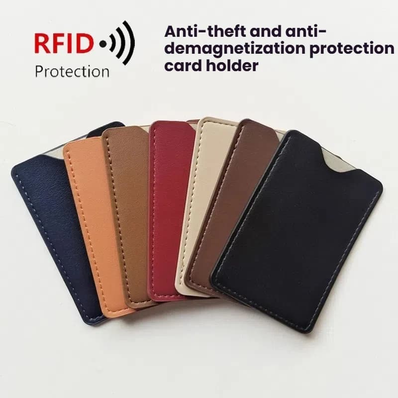 محفظة بطاقات ائتمان كلاسيكية من الجلد الصناعي، حماية RFID، منظم رفيع، مضاد للسرقة، متعددة الفتحات، ضرورية للسفر للرجال والنساء