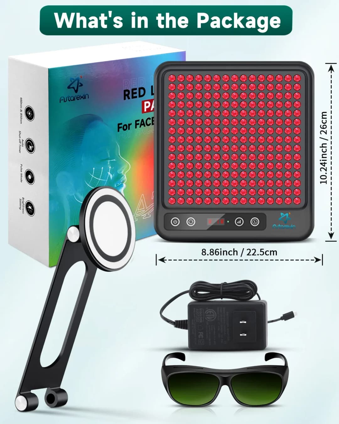 Astarexin Red Light Therapy Panel Device LED Facial Anti-inflammatory Skin Care Light 660nm850nm Lamp for Anti-Aging Pain Relief - 2