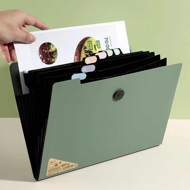 مجلد ملفات A4 قابل للتوسيع، منظم أوراق وتصنيف، مجلد جيب أفقي لتخزين المستندات - 3