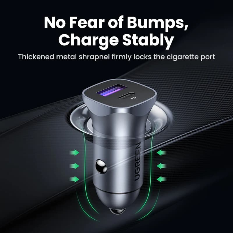 UGREEN Car Charger Type C Fast USB Charger for iPhone 17 16 15 Xiaomi Car Charging Quick 4.0 3.0 Charge Mobile Phone PD Charger - 5