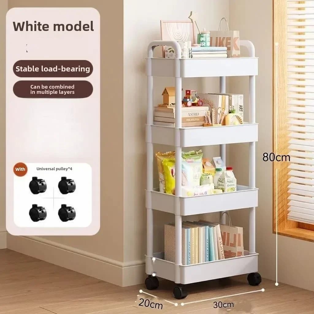 Multifunctional Storage Cart With Open Shelves Space Saving Utility Rack For Kitchen Bedroom Book Display Household Organizer - 4