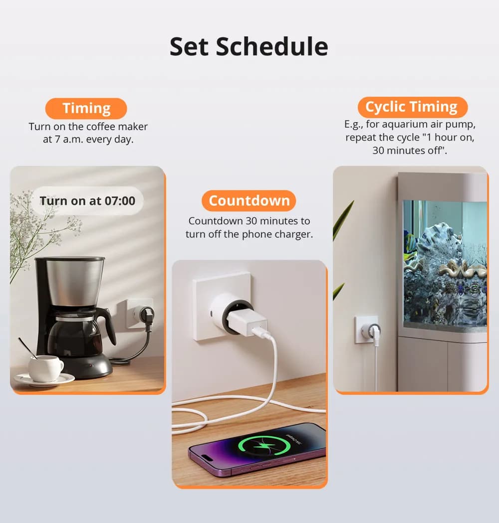 SONOFF S60 مقبس واي فاي EU/UK قابس ذكي للمنزل مراقب الطاقة منفذ التحكم عن بعد eWeLink متوافق مع Alexa وGoogle Home وSmartThings - 3