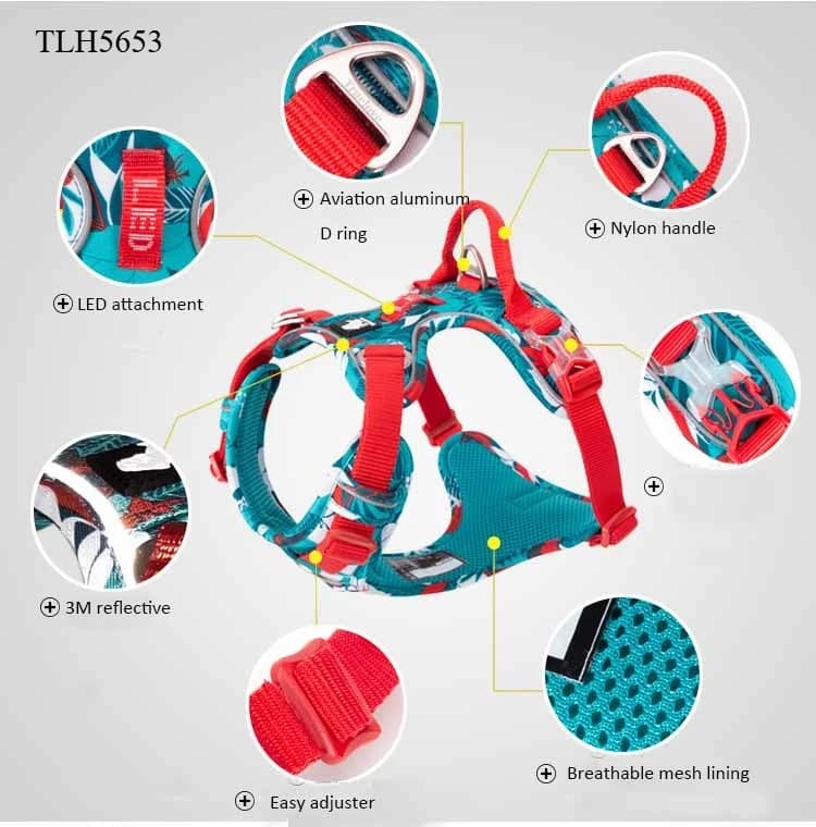 تسخير الحيوانات الأليفة من Truelove تسخير كلاب من النايلون الأنيق والمتين عاكس قابل للتنفس سترة تدريب مبطنة إكسسوارات فاخرة للحيوانات الأليفة - 3