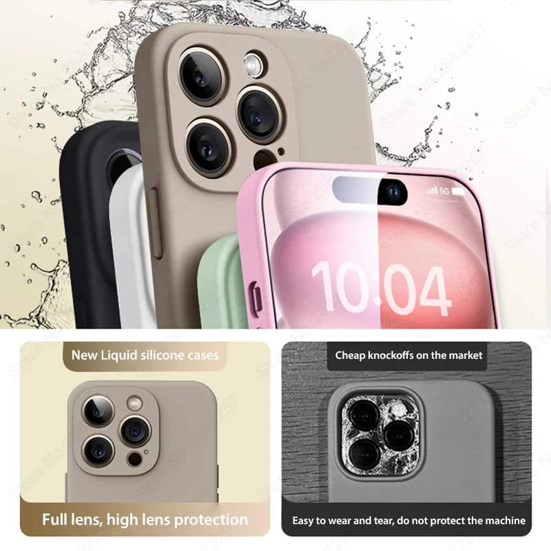 حافظة سيليكون سائلة فاخرة أصلية لهواتف iPhone 15 و14 و13 و12 و11 Pro Max Plus مع أغطية ناعمة ومضادة للصدمات وإكسسوارات الهاتف - 4