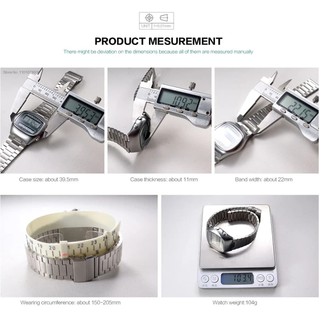 ساعة رجالية رقمية كلاسيكية بشاشة مزدوجة وإضاءة خلفية عرض السنة والشهر والتاريخ والأسبوع سوار من الستانلس ستيل ساعة معصم للجنسين - 6