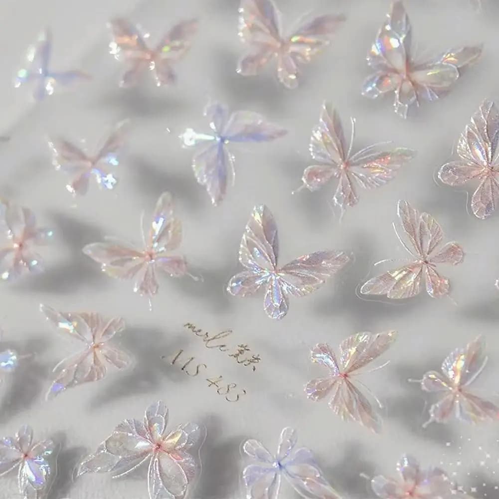ملصقات أظافر فراشة أورورا، مجموعة لامعة لتزيين الأظافر، ملصقات فراشات، نقوش Y2K، نمط أظافر ثلاثي الأبعاد - 5