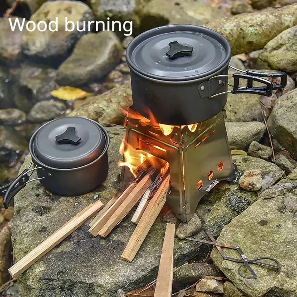 Portable Camping Wood Stove with Stainless Steel Folding Lightweight Firewood Stove For Outdoor Hiking Traveling BBQ Picnic - 5