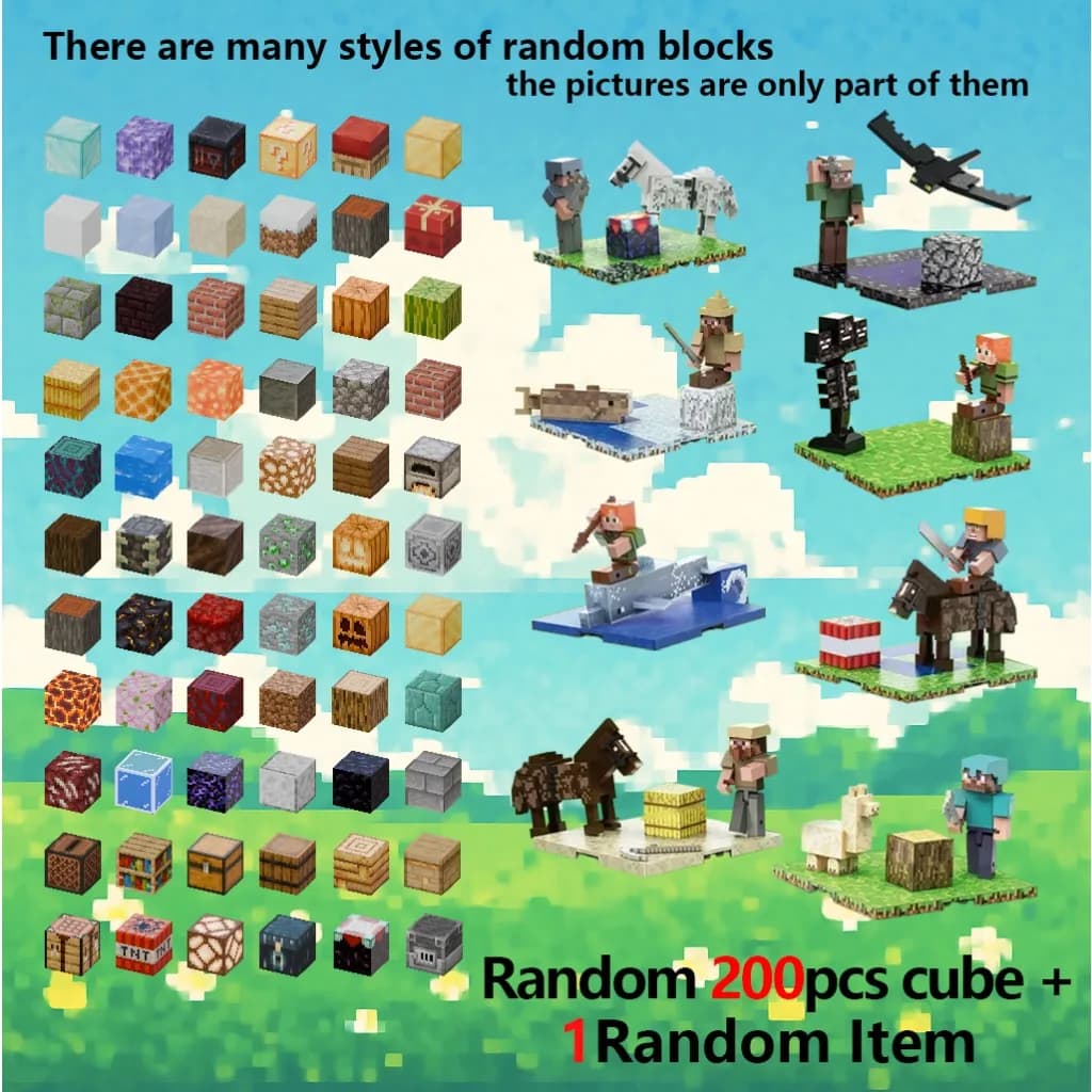 Magnetic Building Blocks Mine World Magnetic Brick Cube Random Cube Base Plate Set Toys Pixel Style Gift for Boys Girl Children