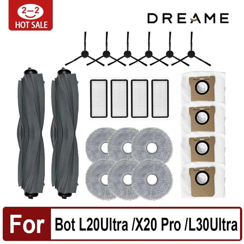 Dreame Bot L20 Ultra/ L30 Ultra/ X20 Pro/ S30 Pro Ultra Supply Accessories Main Side Brush Mop Cloth HEPA Filter Dust Bag Parts