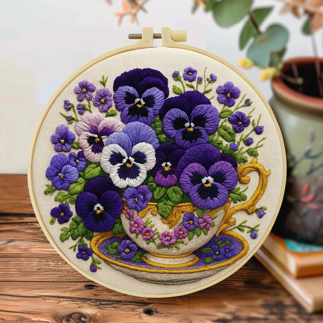 مجموعة تطريز للمبتدئين 20x20 سم/15x15 سم (7.87/6.3 بوصة) لزينة المنزل والزهور - 2