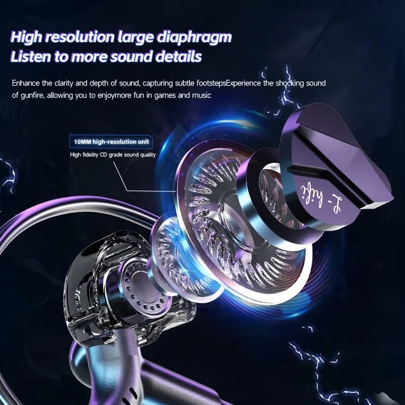 سماعات رأس للألعاب الرياضية الإلكترونية، صوت محيطي 7.1، ستيريو هاي فاي، سماعات سلكية 3.5mm/Type-C، ميكروفون مزدوج، سماعات أذن PUBG - 5