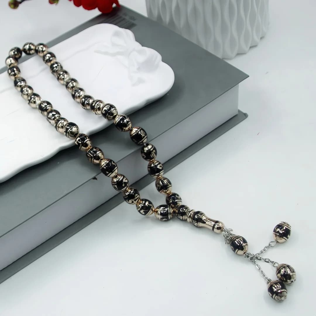 مسبحة صلاة مسلمة 12 ملم 33 حبة مسبحة صلاة مسلمة للجنسين مسبحة كلمات إكسسوارات لوازم العبادة ديكور مسبحة دينية - 4