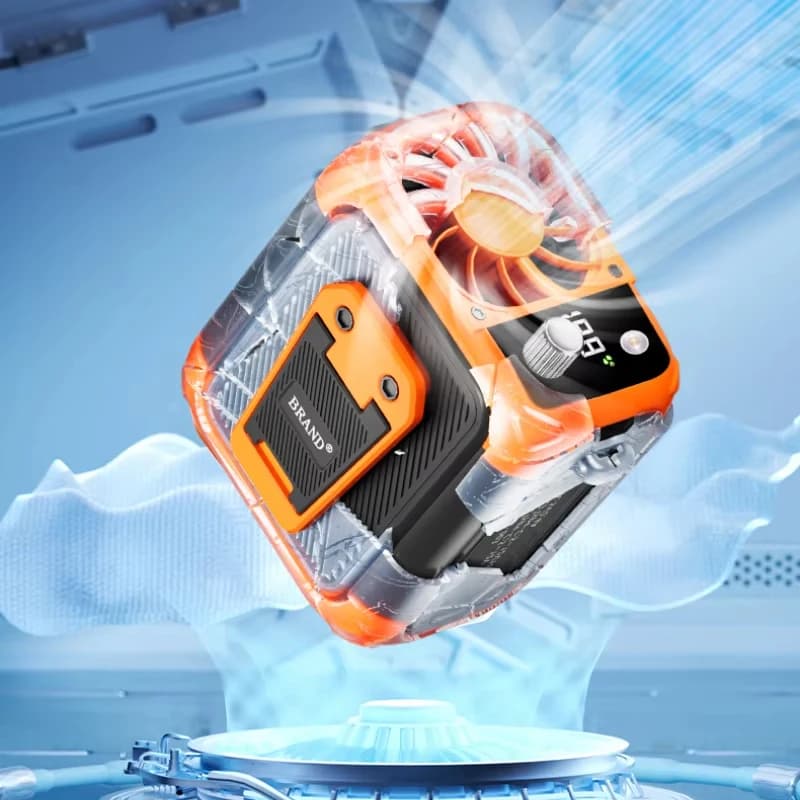 مروحة خصر صغيرة عالية السرعة، مروحة عنق معلقة بدون شفرات تعمل عبر USB، مروحة عرض رقمي متعددة الوظائف لإضاءة الطاقة المتنقلة الخارجية - 6