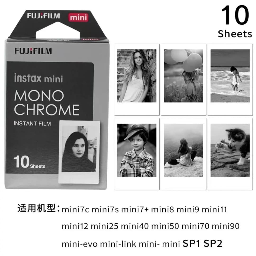 Fuji Instax Monochrome Black and White Fujifilm Films 10-100 Sheets for Mini 8 9 Instant Mini 12 11 7s 25 Camera Photo Paper