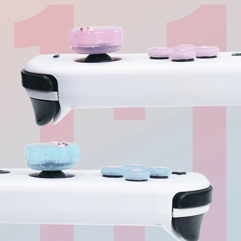 غطاء لاصق لامع ناعم من السيليكون لأزرار D-pad و ABXY لجهاز Switch 2/NS Oled Joy-con مع غطاء قبضة الإبهام - 5
