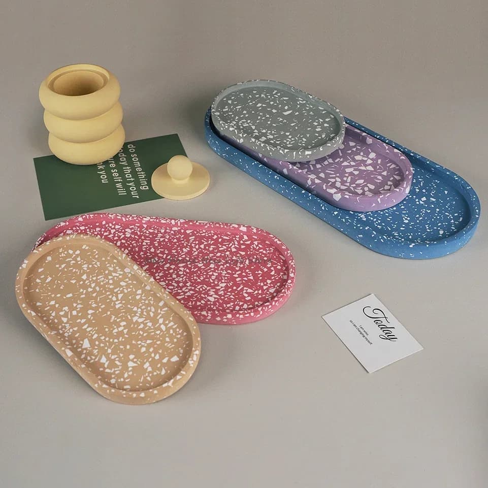 Silicone Gypsum Storage Tray Molds Oval Shape Tray Mold DIY Handmade Coaster Making Concrete Cement Mould Home Decoration - 2